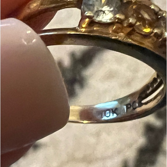 10K Gold. Blue Topaz, Citrine, and Smokey Topaz. Size 7. - Picture 3 of 3